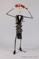 Папье-маше, винтажная скрипка, шёлк, 48 см, 2011